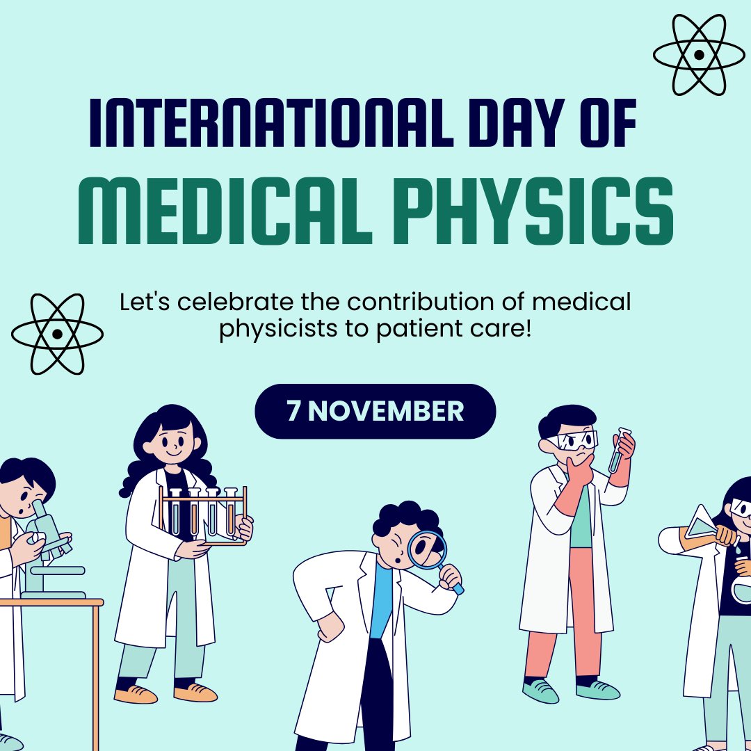 Happy International Day of Medical Physics! 

Today we raise awareness on how vital the progression is in ensuring the safe and effective delivery of radiotherapy and diagnostic imaging.

#InternationalDayOfMedicalPhysics #medicalphysicist #physics #radiology  #clinicalscientist