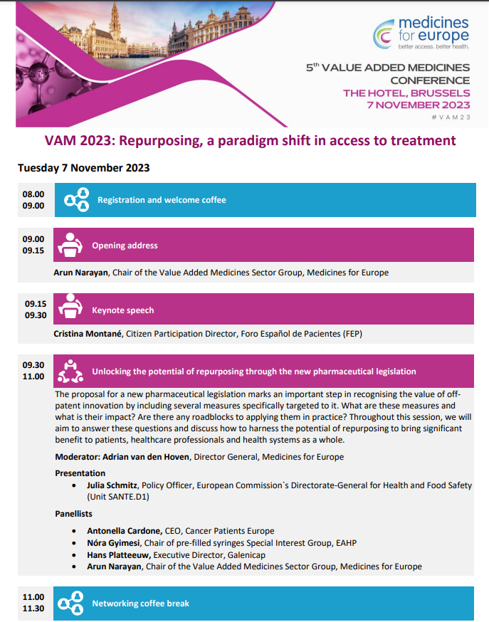 ACAFssc's tweet photo. La nostra companya i patient advocate de l'ACAF, Cristina Montané @HealthWatchCat, participa avui a la 5a Conferència sobre Medicaments amb Valor Afegit de @medicinesforEU, a Brusel·les, en representació del @fep_pacientes.
#VAM23
#VAMweek
#ValueAddedMeds
#MedsRepurposing