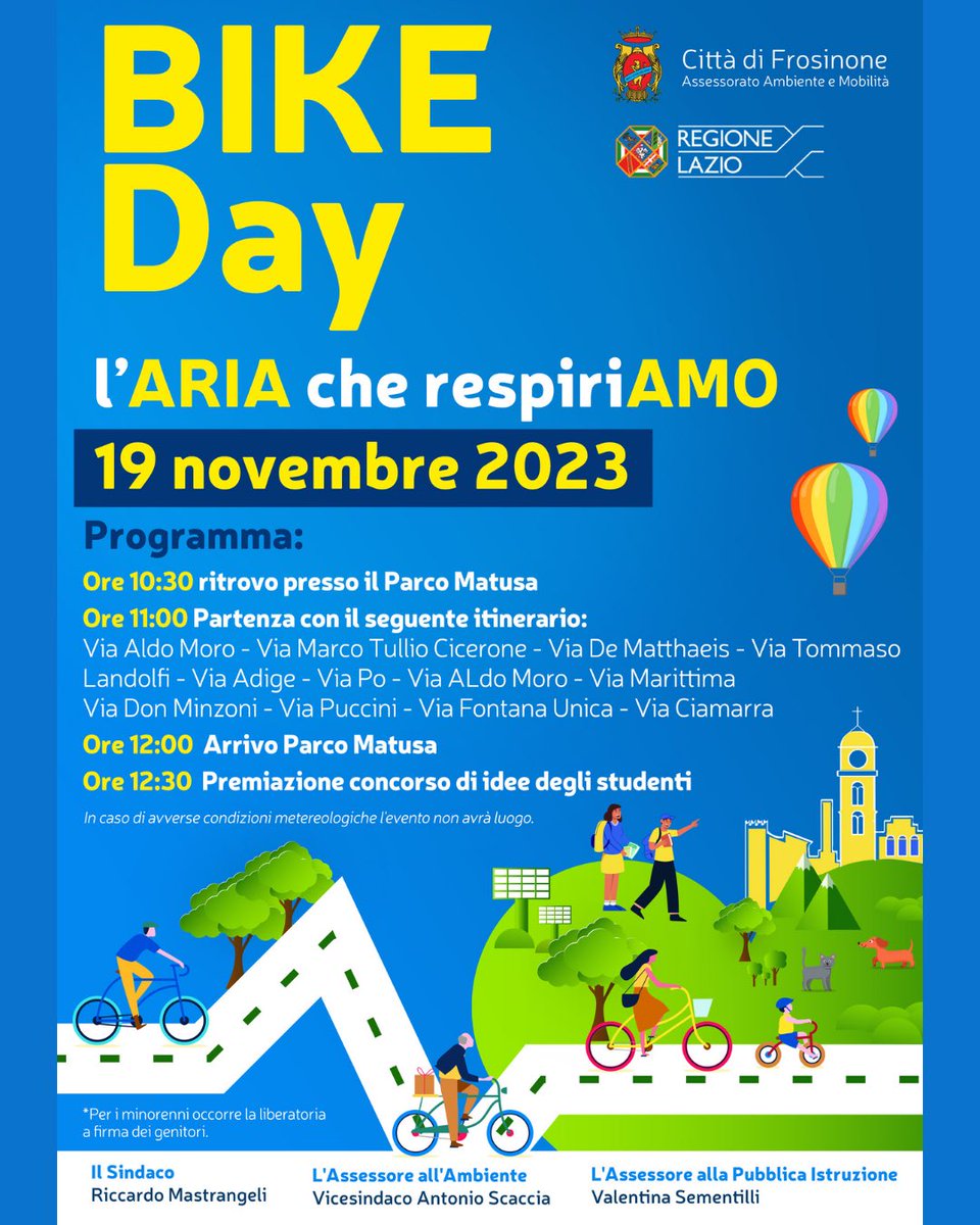 DOMENICA ECOLOGICA: TUTTI IN BICI CON IL “BIKE DAY”

#bikeday #frosinone #riccardomastrangelisindaco #domenicaecologica