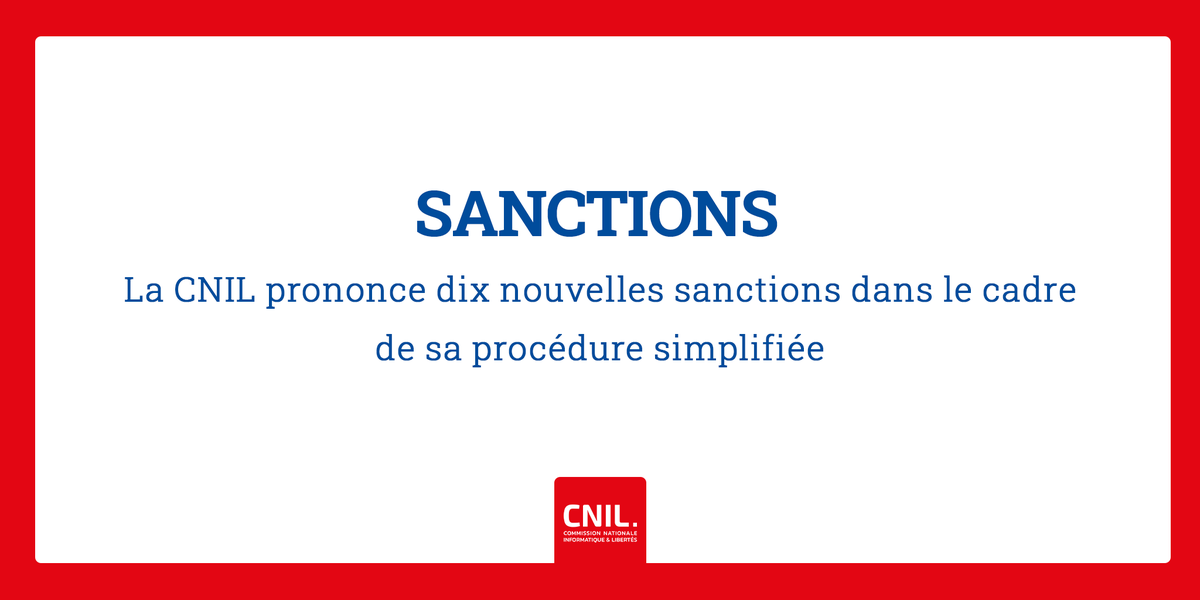 ℹ️🔴#Géolocalisation des véhicules et #vidéosurveillance des salariés, minimisation des données, droit d’opposition : en réponse aux nombreuses #plaintes sur ces sujets, la CNIL a rendu 10 décisions dans le cadre de sa procédure de #sanction simplifiée 👉cnil.fr/fr/la-cnil-pro…