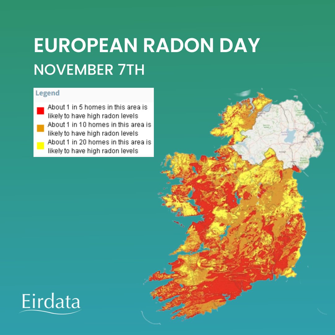 eirdata's tweet photo. 🌍 November 7th is European Radon Day! Join us this #EuropeanRadonDay in monitoring radon levels in your home or business.

If you're unsure about radon levels in your area, check out this helpful resource: https://t.co/lGEFNJD2qc https://t.co/iFk2taB0gB