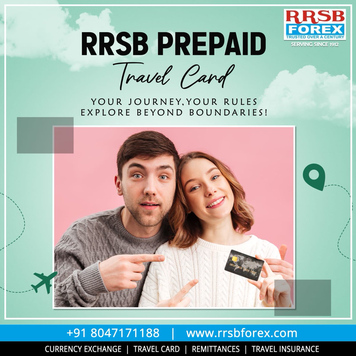 The RRSB Prepaid Travel Card empowers your wanderlust with the freedom to explore uncharted territories. With no boundaries, embark on unforgettable journeys, all under your terms and conditions.

For enquiries: +91 8047171188

#forex #money #forexlifestyle #RRSBForex  #RRSBForex