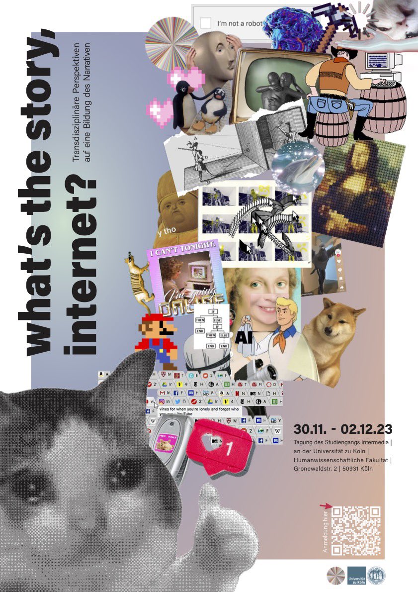 Nicht mehr lange bis zu unserer Tagung „What’s the Story, Internet?“ an der Uni zu Köln. Ein paar Plätze haben wir noch frei. Also meldet euch gerne an: kunst.uni-koeln.de/intermedia/tag…