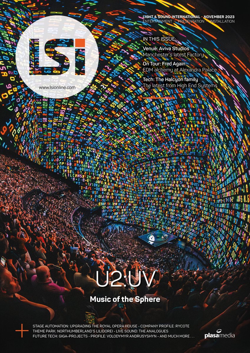 LSi Online (@lsionline) on Twitter photo The November issue is OUT NOW, featuring <a href="/U2/">U2</a> at <a href="/SphereVegas/">Sphere</a> and lots more . . .
Read FREE online: bit.ly/464QReB
Including:
🏭 <a href="/factoryintl/">Factory International</a>
🌌 <a href="/fredagainagain1/">Fred again..</a> at <a href="/Yourallypally/">Alexandra Palace</a>
💡<a href="/ETCInc/">ETCInc</a> HES Halcyon range
🎸 <a href="/theanalogues/">The Analogues</a>
🕊 <a href="/RoyalOperaHouse/">Marge Inalia</a>
🏰 <a href="/AlnwickGarden/">The Alnwick Garden</a> The November issue is OUT NOW, featuring <a href="/U2/">U2</a> at <a href="/SphereVegas/">Sphere</a> and lots more . . .
Read FREE online: bit.ly/464QReB
Including:
🏭 <a href="/factoryintl/">Factory International</a>
🌌 <a href="/fredagainagain1/">Fred again..</a> at <a href="/Yourallypally/">Alexandra Palace</a>
💡<a href="/ETCInc/">ETCInc</a> HES Halcyon range
🎸 <a href="/theanalogues/">The Analogues</a>
🕊 <a href="/RoyalOperaHouse/">Marge Inalia</a>
🏰 <a href="/AlnwickGarden/">The Alnwick Garden</a>