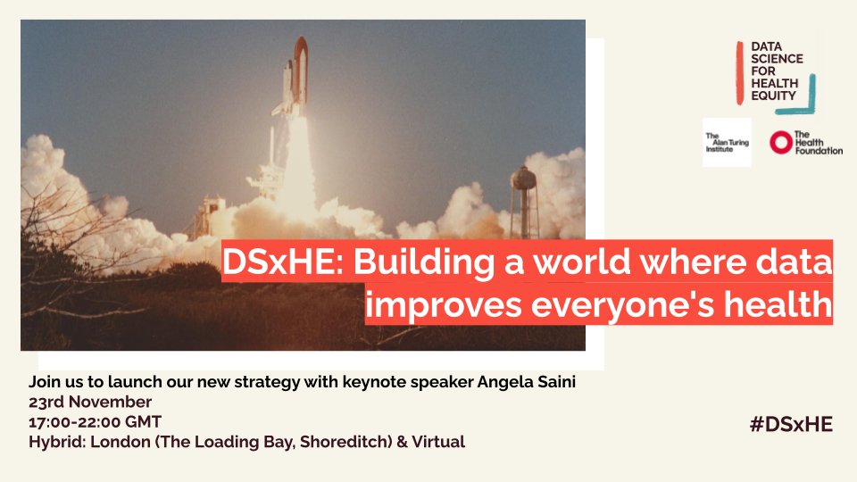 🚀DSxHE: Building a world where data improves everyone's health

In just two weeks, DSxHE will launch a new three-year strategy, laying out our focus areas for 2024–2027.

eventbrite.co.uk/e/dsxhe-buildi…