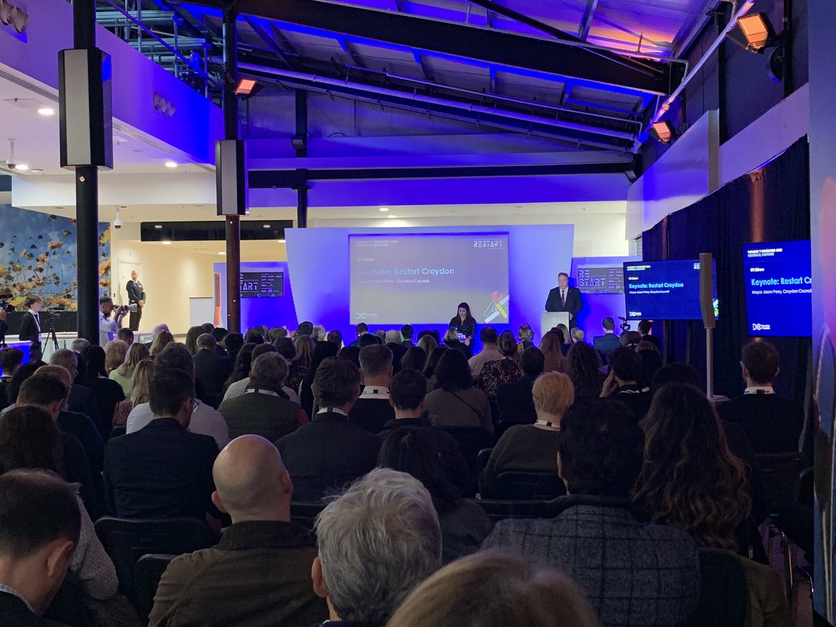 DevelopCroydon's tweet photo. Mayor Jason Perry takes to the stage to deliver the opening keynote of the conference, focusing on âour vision for a new beginningâ for Croydon.
#developcroydonconference https://t.co/8GM20PxUQC