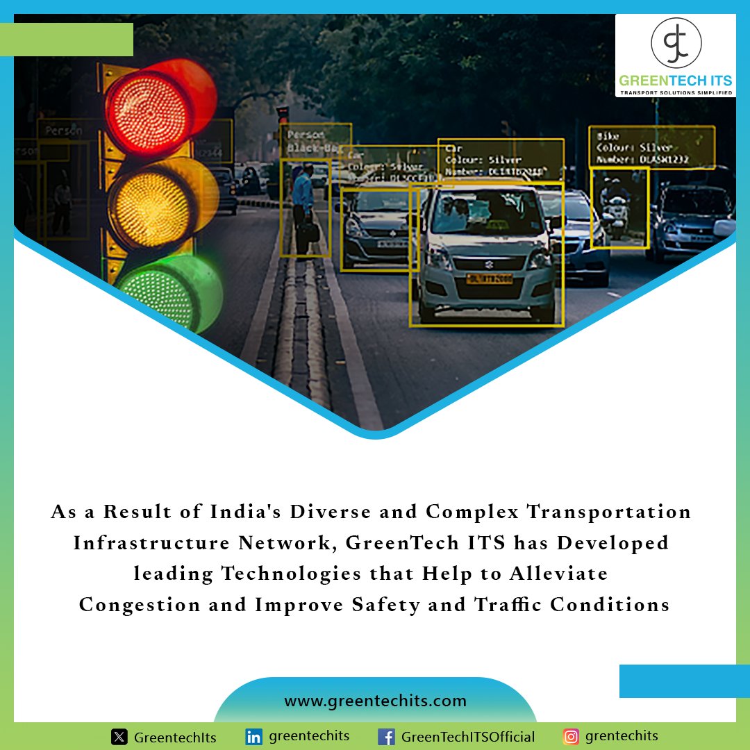 GreentechIts's tweet image. As a Result of India`s Diverse and Complex Transportation Infrastructure Network, Greentech Its Has Developed Leading Technologies That Help to Alleviate Congestion and Improve Safety and Traffic Conditions

 #intelligenttransportationsystem