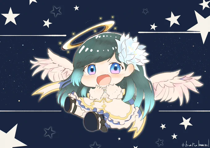 #このタグを見た人は推しの初描きと現在の絵を載せる  ←約1年半前 →先月  もっちもちになったもんだ・・・