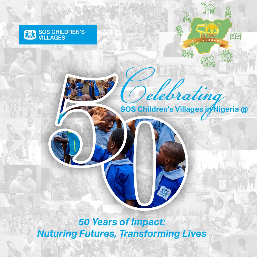 SOSCVNigeria's tweet photo. Exciting News! 🎉
Today, we're thrilled to announce a momentous milestone that fills our hearts with pride and gratitude. SOS Children’s Villages in Nigeria is celebrating its 50th Anniversary!
#SOSCVNat50
#SOSCVN50thAnniversary https://t.co/UGNkBDKMVm