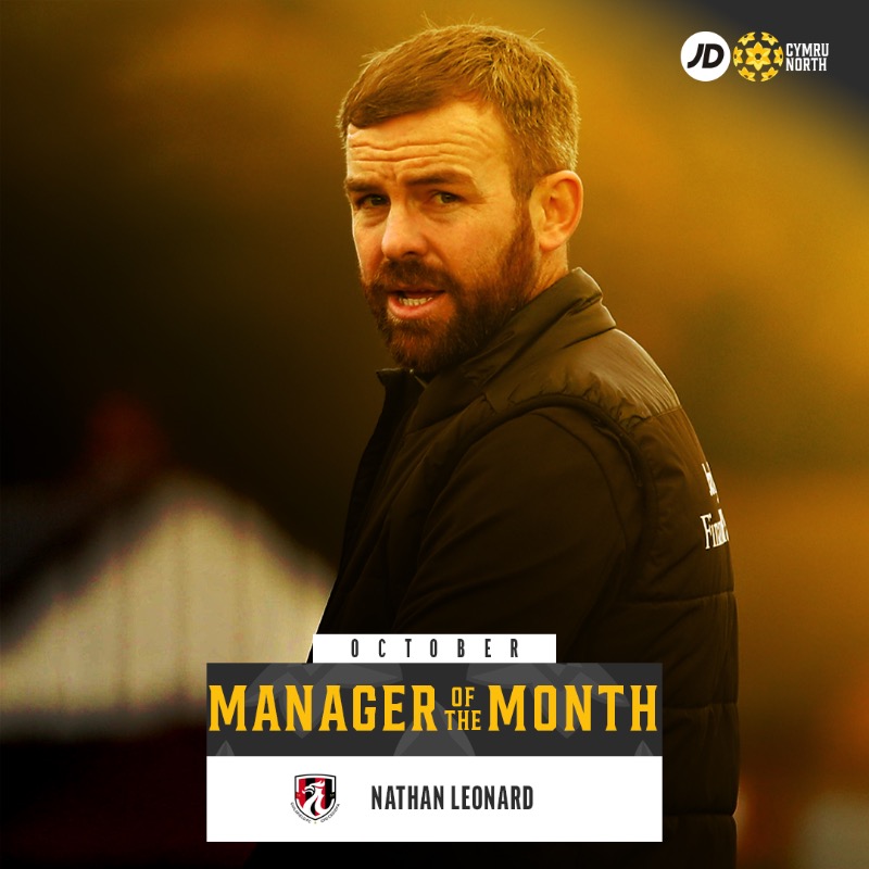 CymruLeagues's tweet photo. October's #JDCymruLeagues Player and Manager of the Month award winners! 🏆