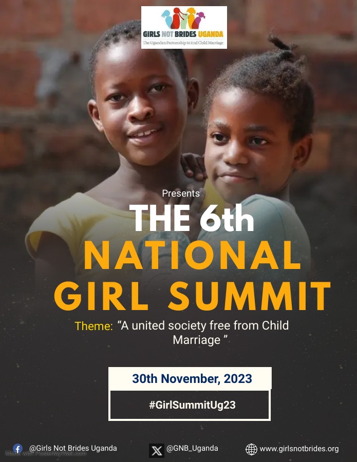 It's Loading...... Join the National #GirlSummitUg23 under the Theme '𝐔𝐧𝐢𝐭𝐞𝐝 𝐒𝐨𝐜𝐢𝐞𝐭𝐲 𝐅𝐫𝐞𝐞 𝐅𝐫𝐨𝐦 𝐂𝐡𝐢𝐥𝐝 𝐌𝐚𝐫𝐫𝐢𝐚𝐠𝐞𝐬' 

#EndChildMarriages
#LetGirlsBeGirls
#Standup4BoyChild
#16daysofactivism
#WillingnessMatters