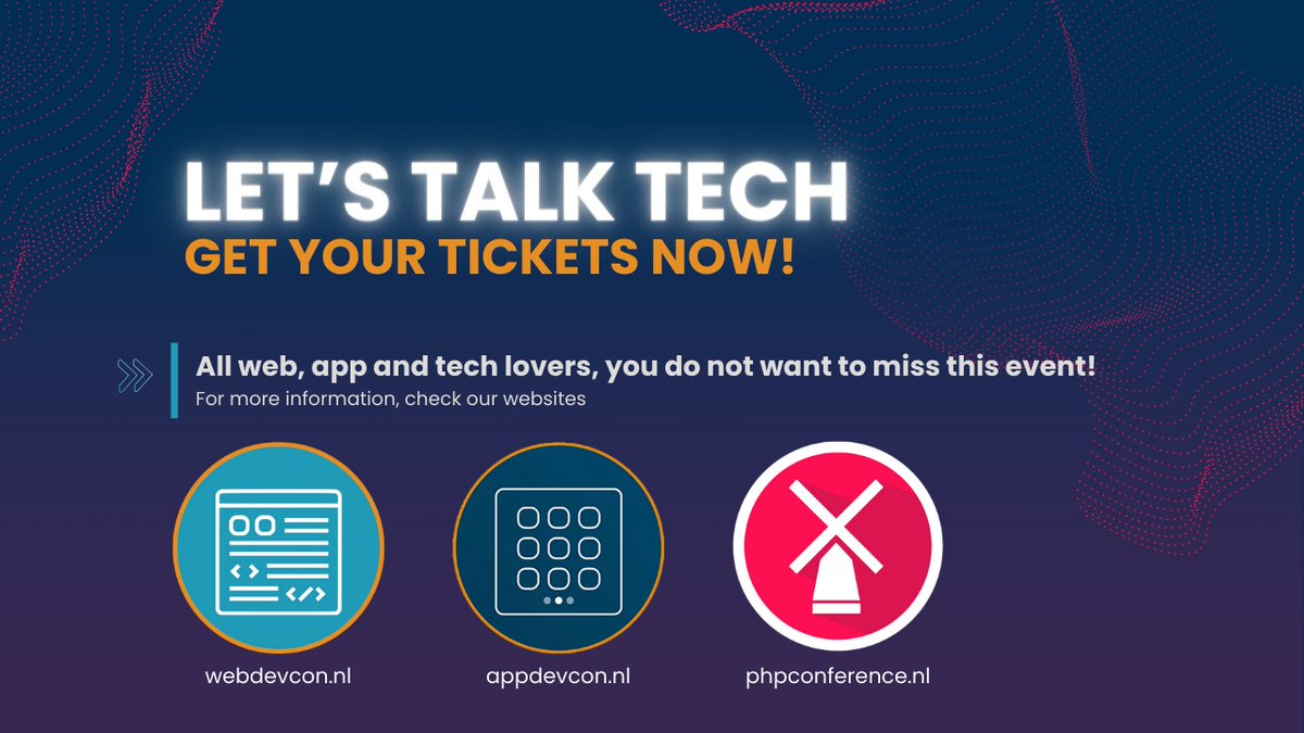 Appdevcon's tweet image. This year will be different, we have three conferences in one place. The call for papers is still open, and we also offer sponsorships for companies. View: appdevcon.nl for more information and registration. #Appdevcon #Webdevcon #DCP24 #TechCommunity
