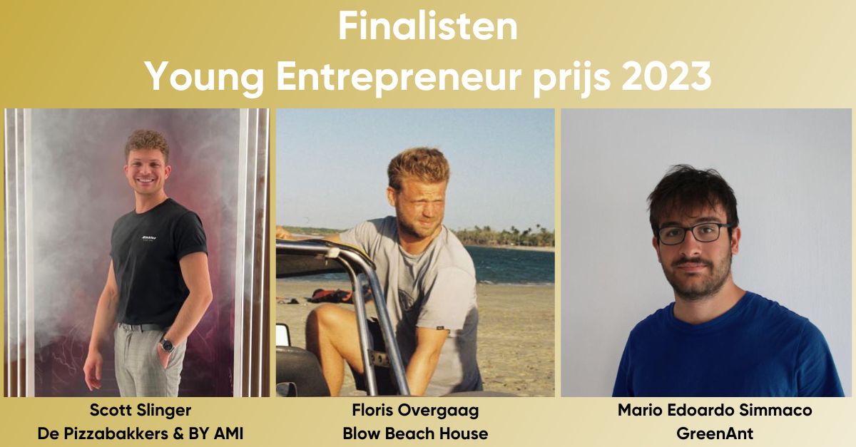De drie finalisten die op 15 november strijden om de Young Entrepreneur Prijs 2023 zijn bekend.
Scott Slinger, Floris Overgaag en Mario Edoardo Simmaco gaan op deze finale de strijd met elkaar aan. 

Het belooft een spannende finale te worden!
#youngentrepreneur #ondernemerschap