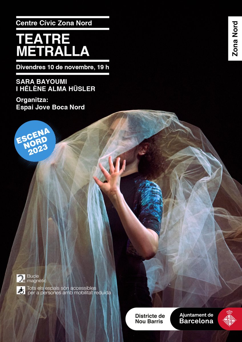 🎭 Divendres arriba al @cczonanord "Metralla", l'obra de #teatre seleccionada a la residència de creació Escena Nord 2023, a càrrec de Sara Bayoumi i Hélène Alma Hüsler.

La podreu veure gratis a les 19 h, i aquí en podeu consultar la sinopsi: ow.ly/cUo650Q4UQ4. <a href="/BOCANORD/">Espai Jove Boca Nord</a>