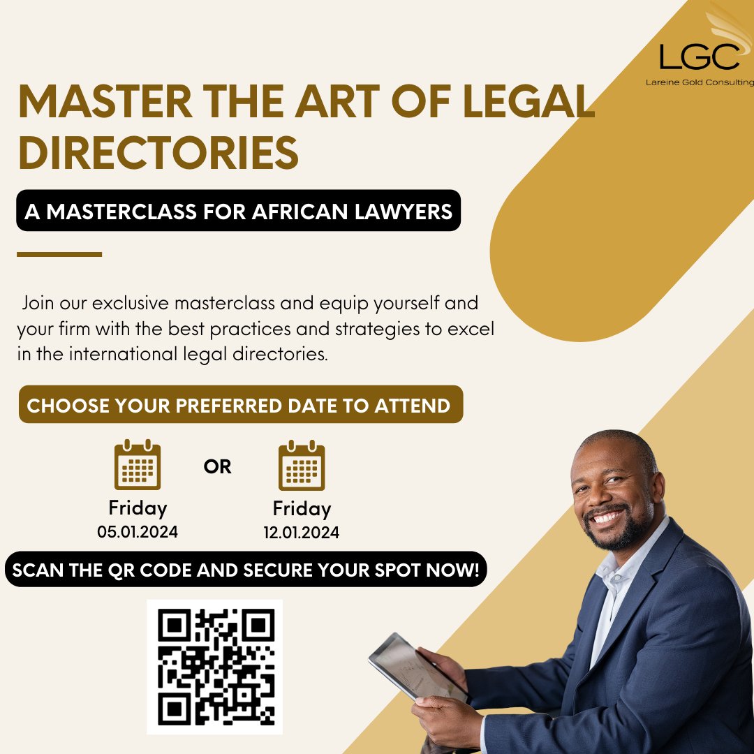 LGCAFR1CA's tweet photo. Master legal directories in January 2024 at our exclusive workshop for African Lawyers. 📚

🗓️ Choose your date: 
1️⃣ 05.01.2024 
2️⃣ 12.01.2024

Cast your vote &amp;secure your spot: 
https://t.co/gPcbOJOgpH

#LegalDirectories #LegalMasterclass #AfricanLawyers
 #LGCAfrica https://t.co/DCIYHZ5Gjh