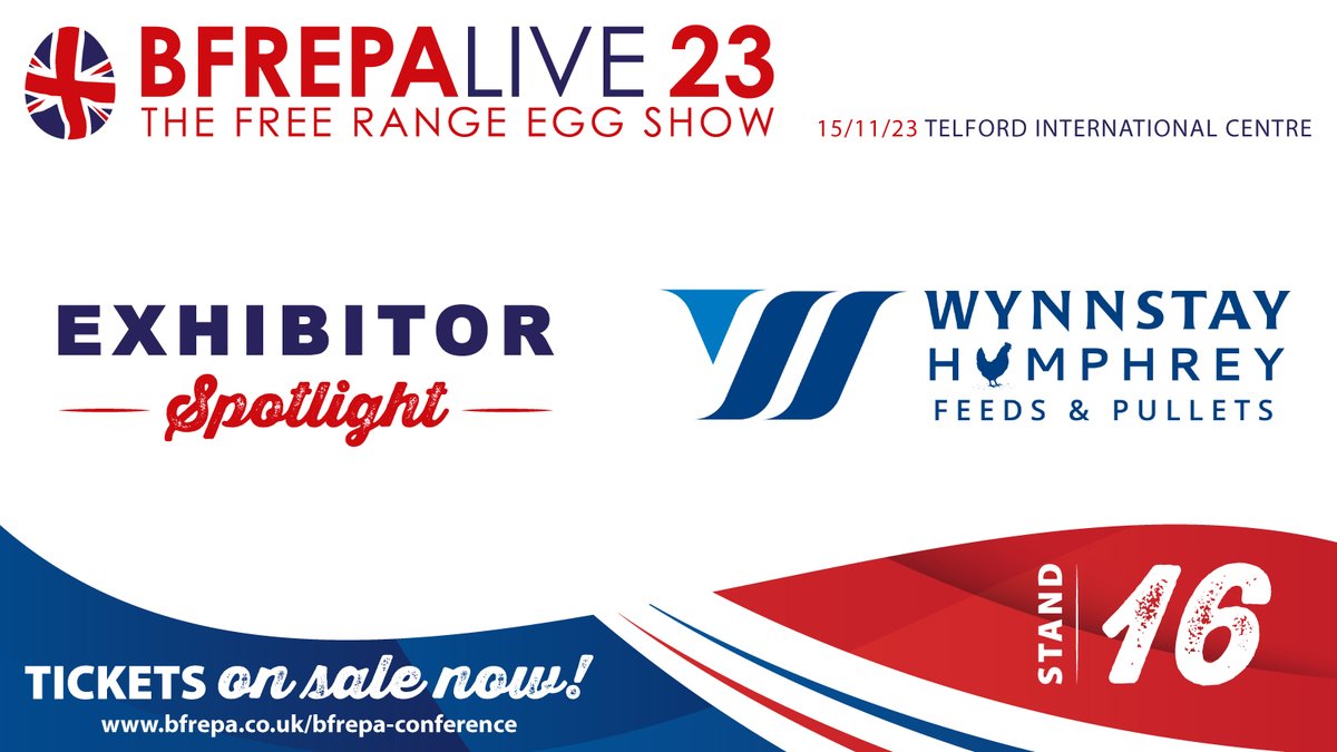 EXHIBITOR SPOTLIGHT!

<a href="/WHFandP/">Wynnstay Humphrey Feeds & Pullets</a> are a dedicated free range poultry feed and point of lay pullet supplier, and there is only one thing they want to do with the knowledge they have gained – share it with their customers.

#BFREPALive2023

bfrepa.co.uk/common/event-t…