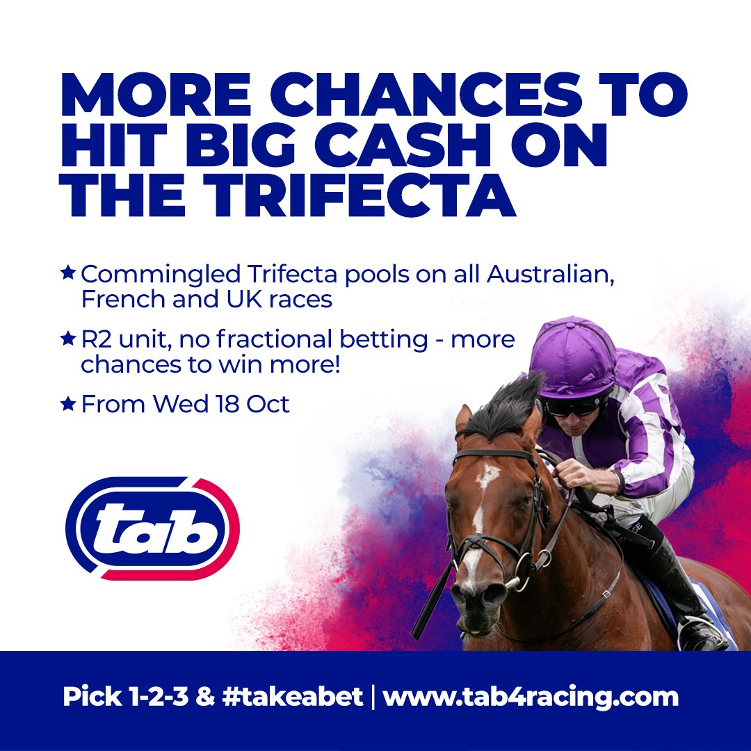 RacingTodayTV's tweet image. 🏆More chances to hit #BigCash on the #Trifecta🏆

Pick 1-2-3 &amp;amp; #TakeABet with #TheOriginalTote: 
hubs.li/Q02804DZ0

#TAB4racing #4racing #TAB #theoriginaltote #punters #tips #horseracing #betting