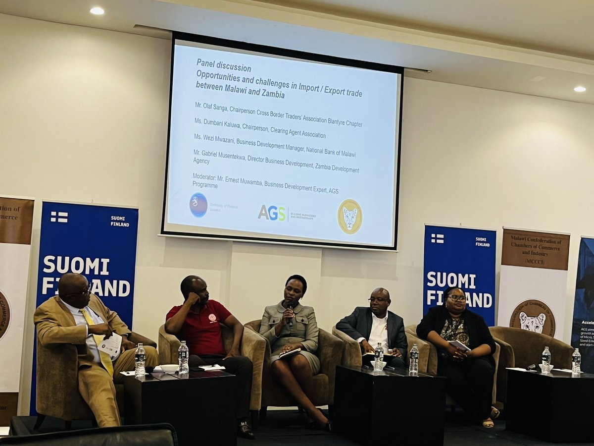 The Zambia 🇿🇲 - Malawi 🇲🇼 Trade Mission in Blantyre in on 👏!

🇫🇮 <a href="/AGSZambia/">Accelerated Growth for SMEs in Zambia (AGS)</a> sponsored 17 🇿🇲 SMEs in agribusiness, circular economy &amp; renewable energy to explore the 🇲🇼 market. We have a full house 💪! 

Speeches &amp; exciting panel discussions, followed by B2B mtgs 🤝