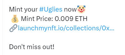 ntfguy33627's tweet photo. Uglies mint is live🤩🤩🤩
LESGOO🔥

🚀Follow @ugliesgonnahodl
🚀Join https://t.co/lAO59eaGBd

@WajdaNFT
@snoozie_v 
@honeybeevers
@saivSOL
@DivineDruger
@Philly_P8
@BertzTyler
@digimodels_eth
@w0rdsmythe
@mcqzep
@King_Julian82 https://t.co/WZxqlCFwcS