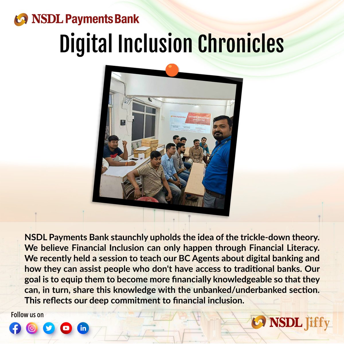 #FinancialInclusion #FinancialLiteracy #BankingForAll #DigitalBanking
#Empowerment #FinancialEducation #NSDLPaymentsBank #nsdl