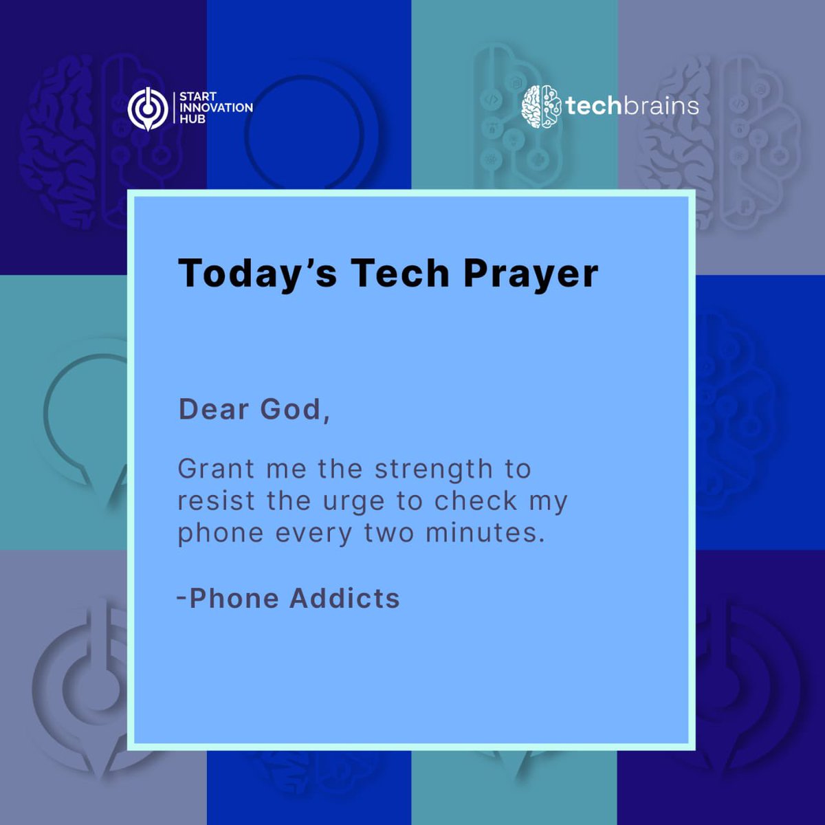 starthubtech's tweet photo. For all the phone addict techies out there, this prayer is for you.ππ
#todaystechprayer #techprayer #startinnovationhub #techies #uyotechies #starthubtech #phoneaddict https://t.co/4uCJR9r3Xd