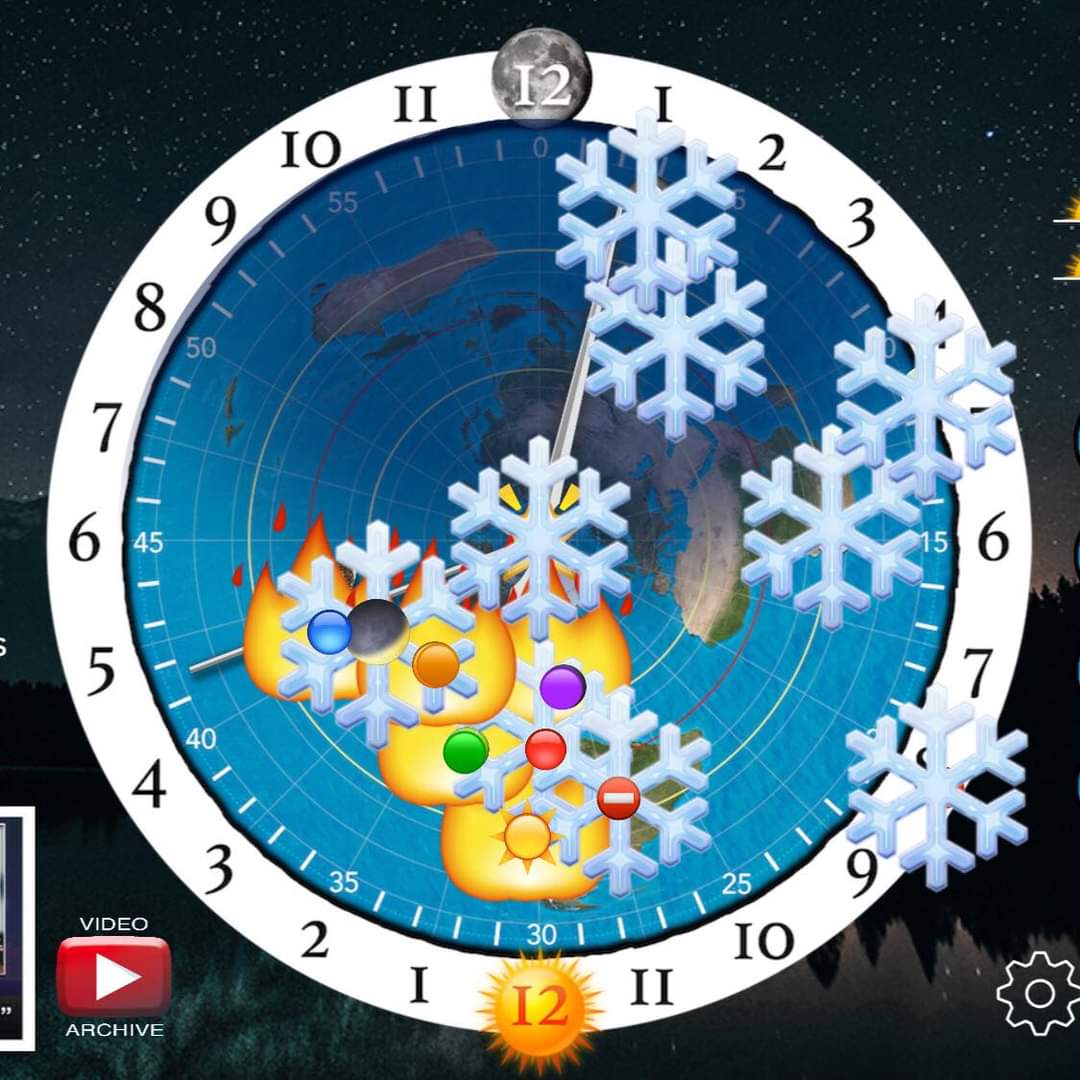 sdaws5MUFC's tweet image. God’s Wheel of Life.
11-7-23 at  12:00 pm EST
Sun ⚪️🔥16°21’ S Lats 
Moon 🌝❄️11°0’ N Lats
Mercury 🟣🔥
Venus 🟠🔥
Mars 🔴❄️
Spica 🟢🔥
Regulus 🔵🔥
Jupiter 🌕❄️
Antares 📛❄️
Saturn 🪐❄️
Uranus 🔘❄️
Neptune 💿❄️
Pluto ㊗️ ❄️