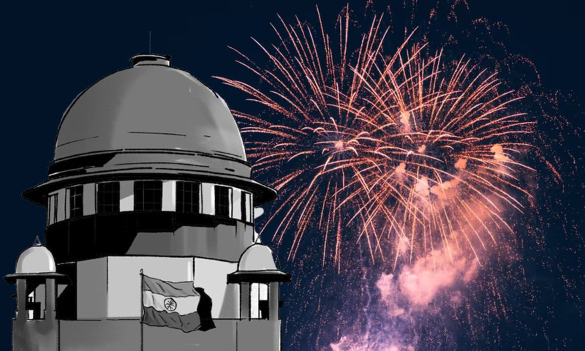 🚨 #SupremeCourtOfIndia BANS firecrackers across all states. 

Says:
▶️ It is a Festival of lights and shouldn‘t become festival of noise.
▶️ Every citizen's job to work for healthy environment.
▶️ Responsibility of state govts to curb pollution.

The announcement came as