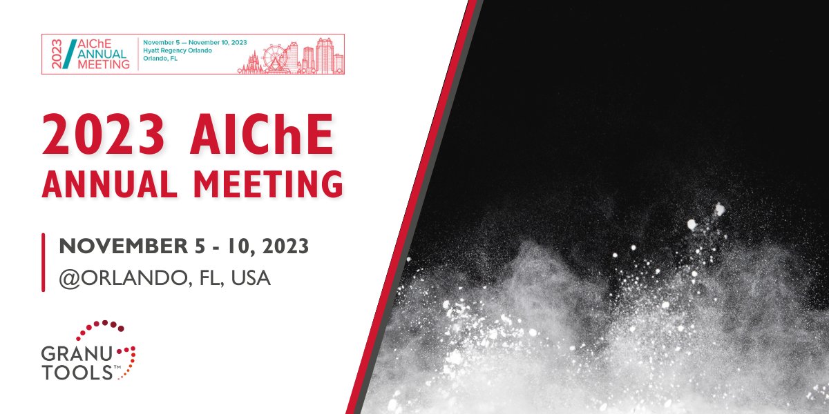 Our team is attending the 2023 AIChE Annual Meeting from November 5-10 in Orlando, USA.

📄 They will give 4 interesting #presentations there!

More info:
➡️ granutools.com/en/news/286_20…

#annual #meeting #aiche #pharma #powders
