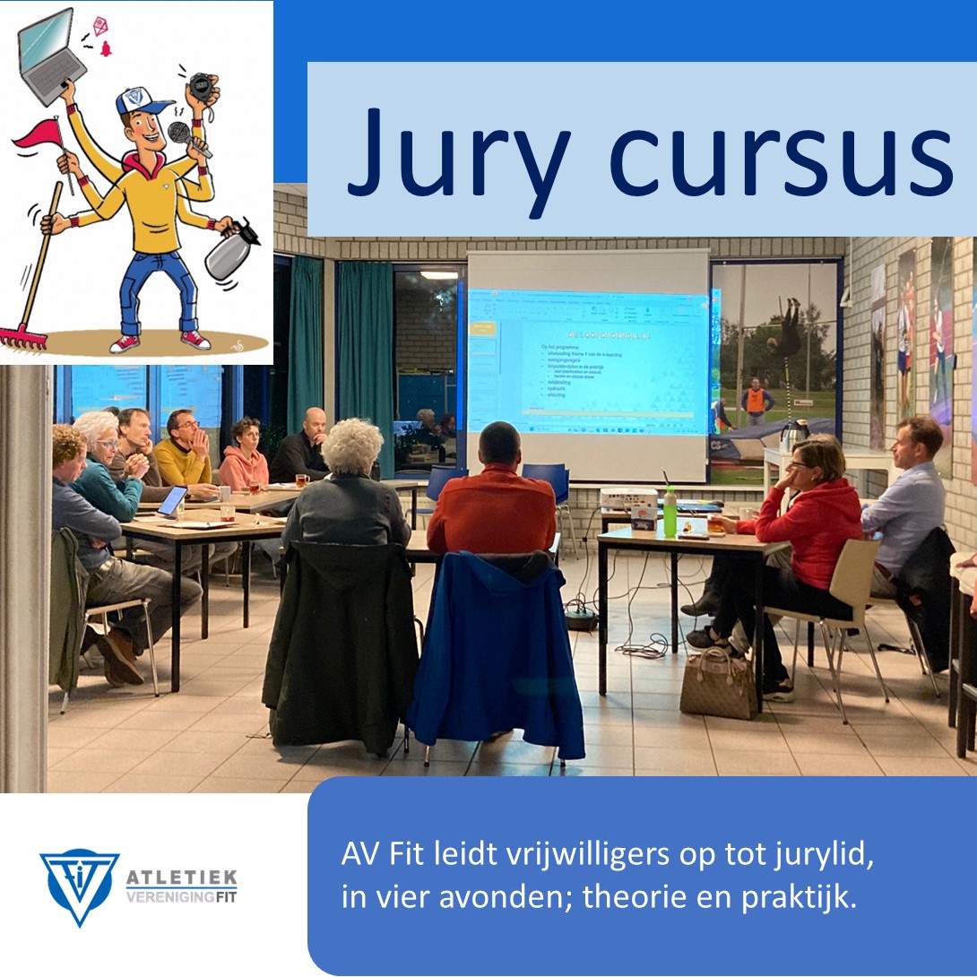 “Wat fijn dat onze vrijwilligers zich laten trainen.” Jury-coördinator Maartje is blij met de cursisten die bij Fit in vier avonden de fijne kneepjes van de atletieksport leren. 

Zie: av-fit.nl/index.php?page… 

#atletiek
#zeist
#vrijwilligers