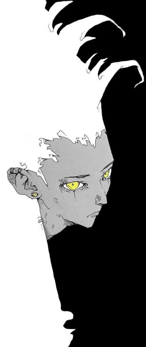solo 1boy yellow eyes male focus spot color piercing earrings  illustration images