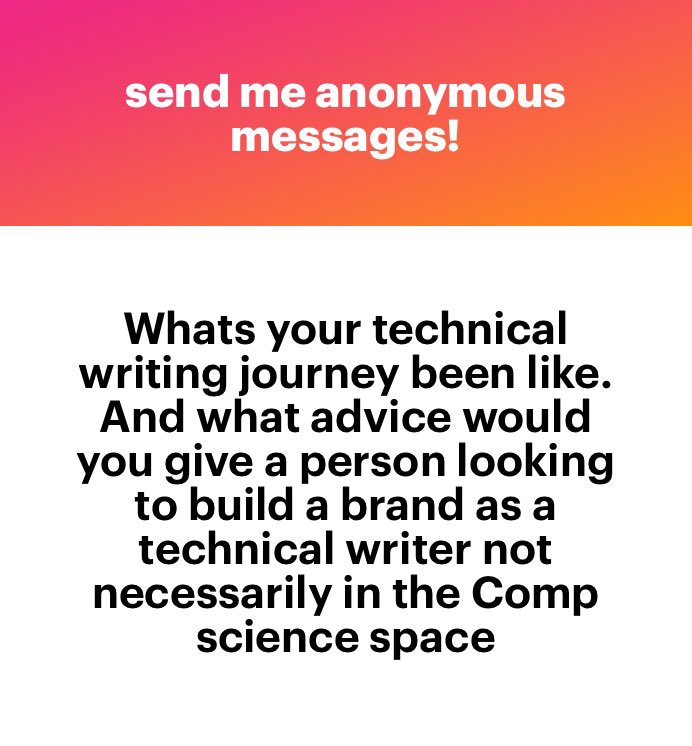 weskambale's tweet image. I'm not yet really a technical writer per se. I have written a few pieces on AI/ML on my personal blog and got about 4 of them curated on the #GoogleDevLibrary.
I used to write short stories and this year I thought, why not write about the things I do or find in AI/ML?
But…