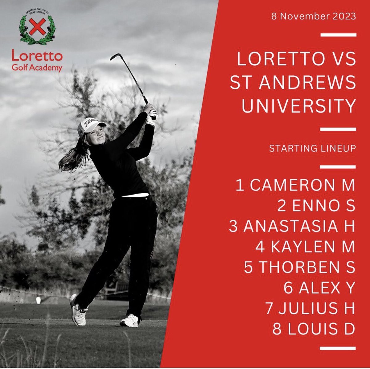 Our line up for tomorrow’s match against <a href="/UStAGolfClub/">University of St Andrews Golf Club</a>