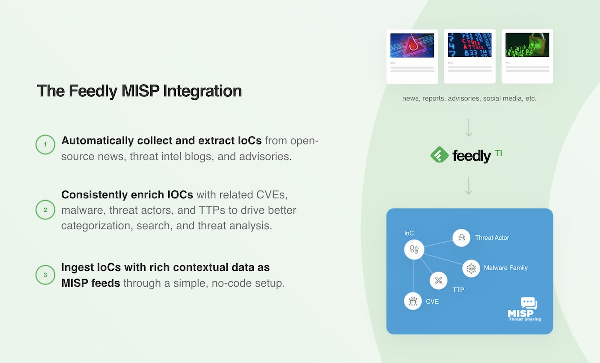 You can now seamlessly collect and upload #IoCs from Feedly, along with their related #TTPs, #threatactors, #malware insights, #CVEs, and more right into your #MISP instance. Learn more 👇 feedly.com/new-features/p…