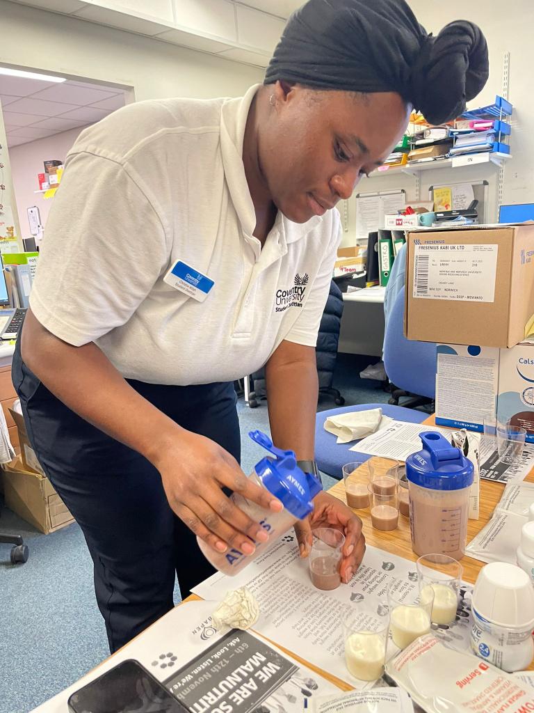 As part of malnutrition awareness week UK we are holding events in the office this week. Today our student dietitians held an oral nutritional supplement tasting session and made their own enriched milkshakes to try. #UKMAW2023