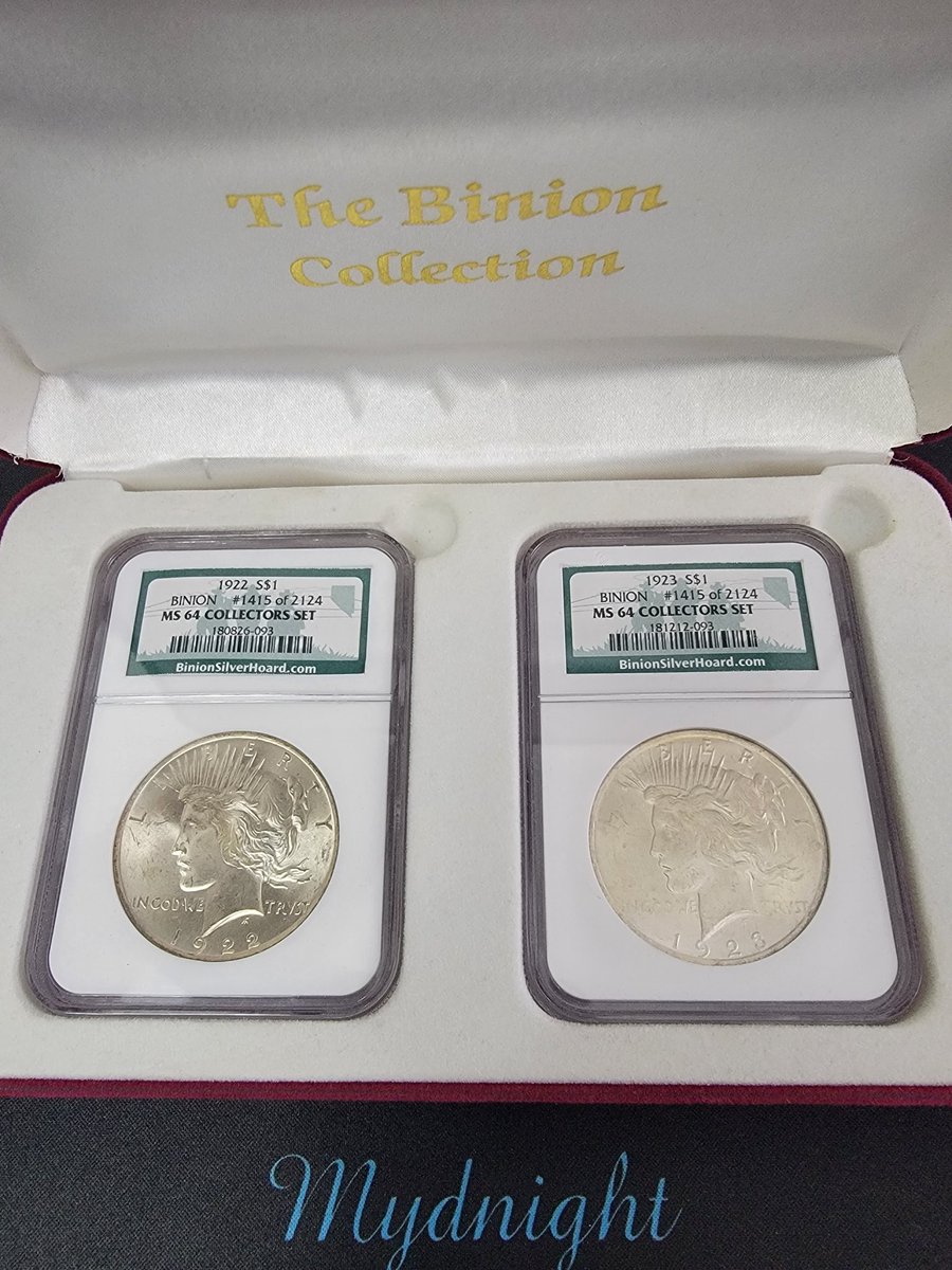 MydnightDesign's tweet photo. Newest acquisition, Binion Peace Dollars
#Silver #silverdegenclub #silverdegenerates #silversale #silversqueeze #silverstacking #silverstacker #DrainTheMint #WhatNot #Binion #PeaceDollar #Mydnight https://t.co/GNSSFPseWd