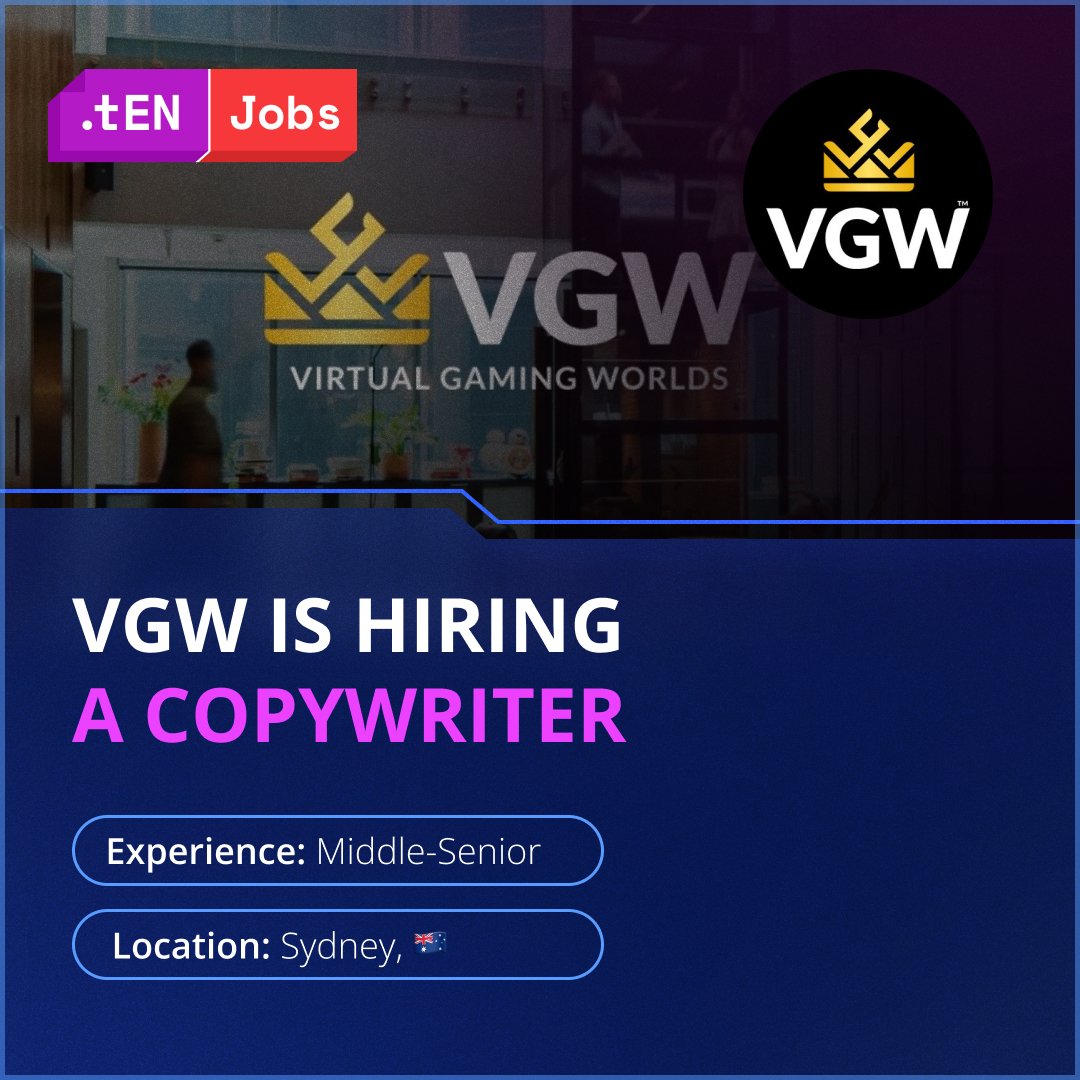 Join @vgwco ’s Marketing team in Sydney as a Copywriter! ✍️

🌟 Responsibilities:
- Maintain brand consistency 🔄
- Collaborate with Creative team 🎨
- Write clear, concise copy for various media 📄
- Conduct research 📊
- See projects from start to finish 🚀

📚 Requirements:
-…