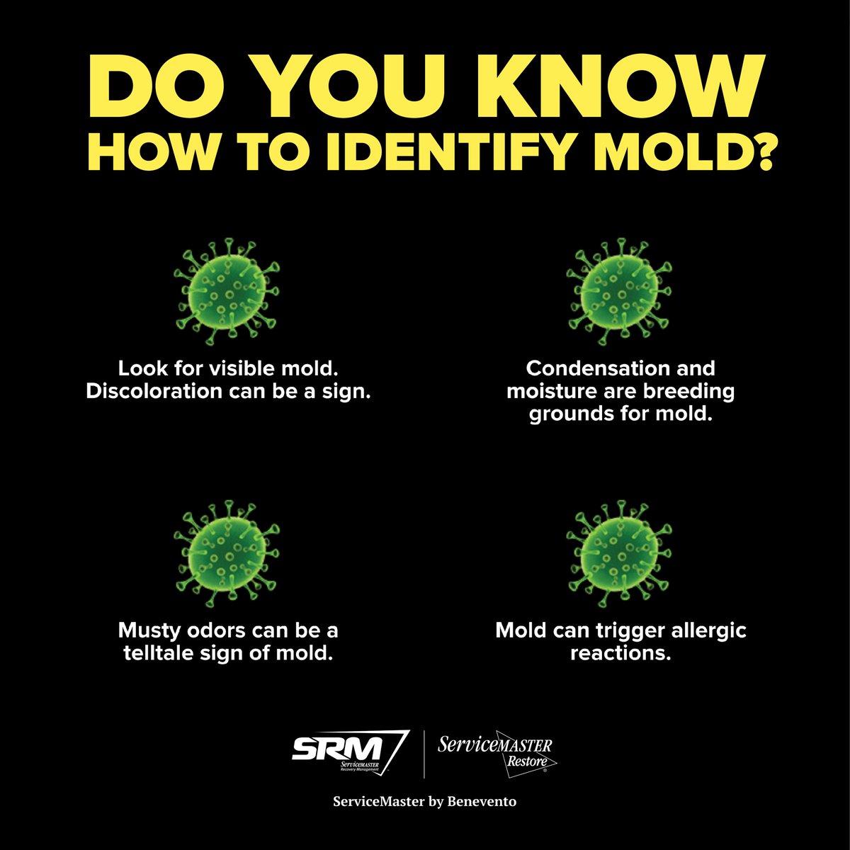 Whether it's in your home or business, here are 4 ways to help you identify a mold problem👇