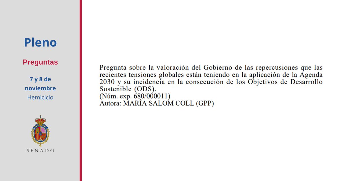 👉@MariaSalomColl pregunta en el #PlenoSenado a la ministra de @MSocialGob, @ionebelarra ▶️Directo 📺 ow.ly/LV1q50HCaXe ▶️#Ordendeldía 📄senado.es/web/order?id=4…