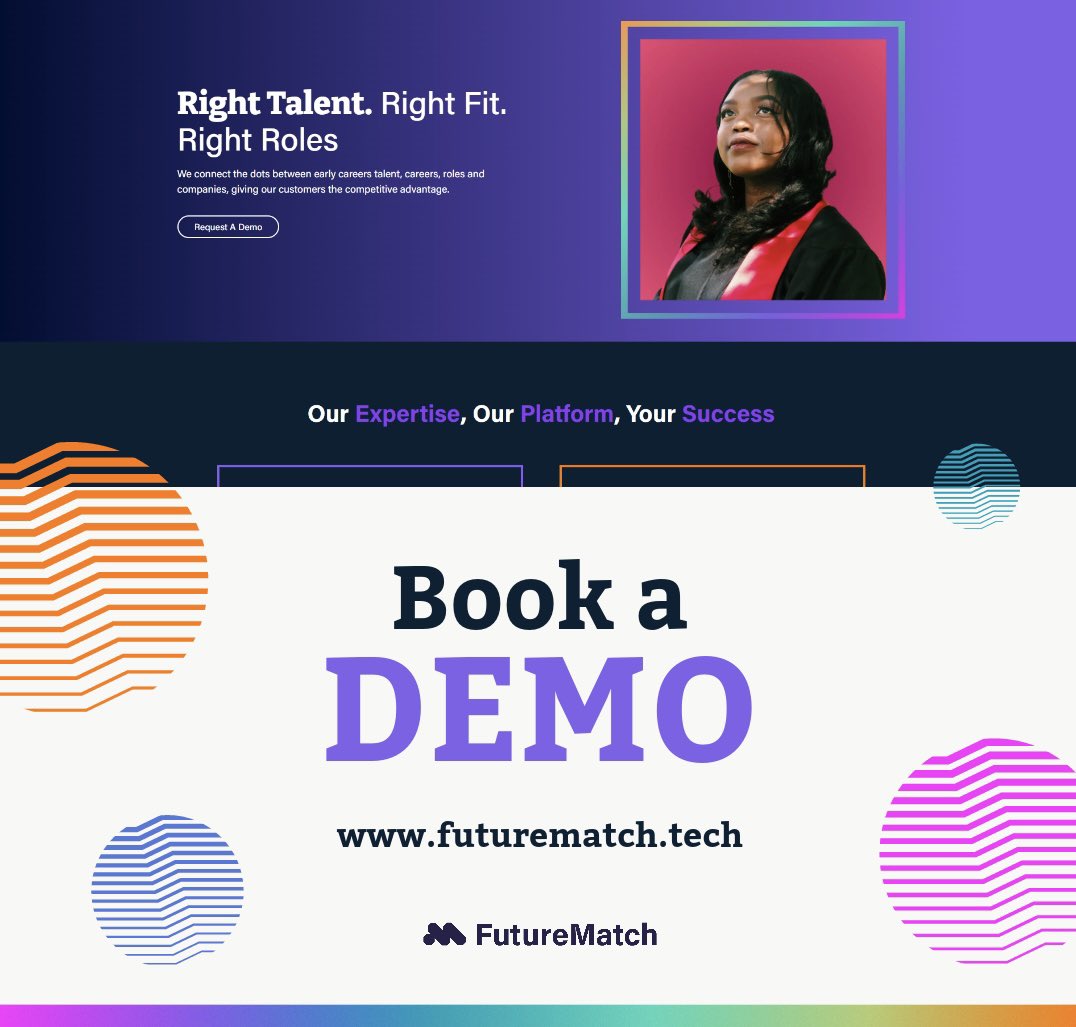 FutureMatchTech's tweet photo. Book a demo with FutureMatch to revolutionise your workplace💜  Click on the link for more information: https://t.co/z8I5py9k1G 
 #recruitmentstrategy #recruitmenttechnology #recruitmenttool #earlycareerstalent https://t.co/2WVQygfwRy