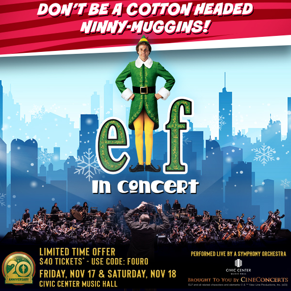Today is the 20th anniversary of the release of #ELF! 🎄 🎁 Use code FOUR0 at the link below for $40 tickets! This is a limited time offer. 🎟️ bit.ly/3SnZpKb