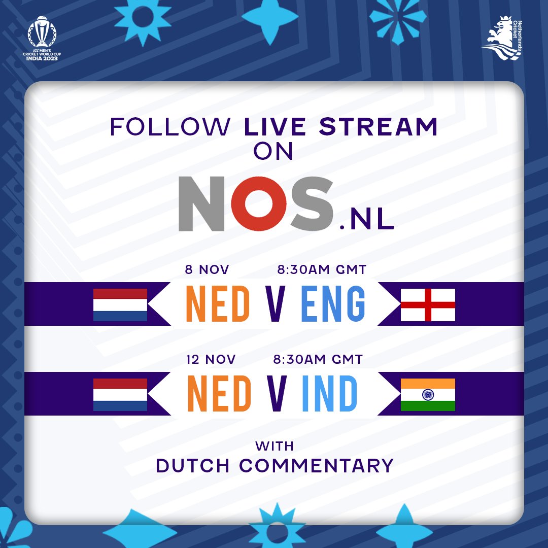 Attention‼️ For all those following our campaign in the Netherlands, our last two matches of the Group Stage of the #CWC23 will be live on NOS.nl.