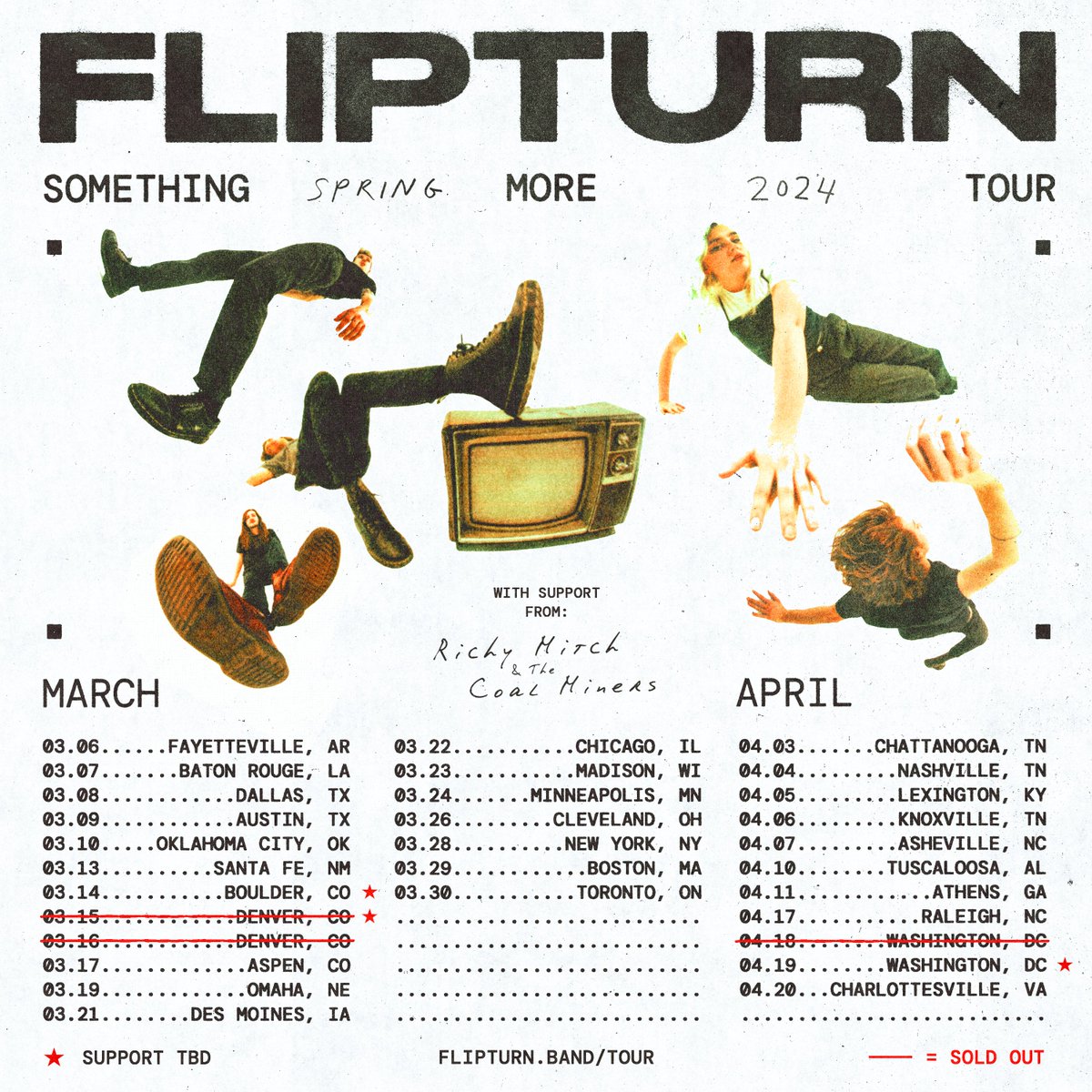 We’re hitting the road again this Spring playing our biggest headline shows yet 🤯 The Something More Tour - with special guests @rmcmband on sale this Thursday at 10am 📺 Pre-sale starts tomorrow at 10am, click the link below to sign up! ⏰️ flipturn.band/pages/tour