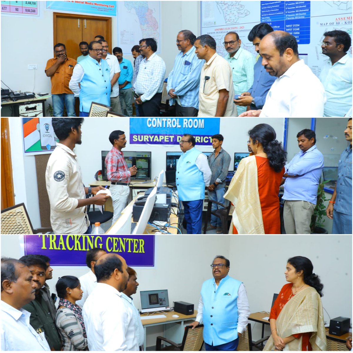 Deo_Suryapet's tweet photo. District Election Officer with Additional Collector (Local Bodies) has inspected the TSLA 2023 Election Control room established at Collectorate office Suryapet and given necessary instructions to the staff working on their assigned duties.@CEO_Telangana @ECISVEEP @Iamsvr2222 https://t.co/6BvRHKzGgY