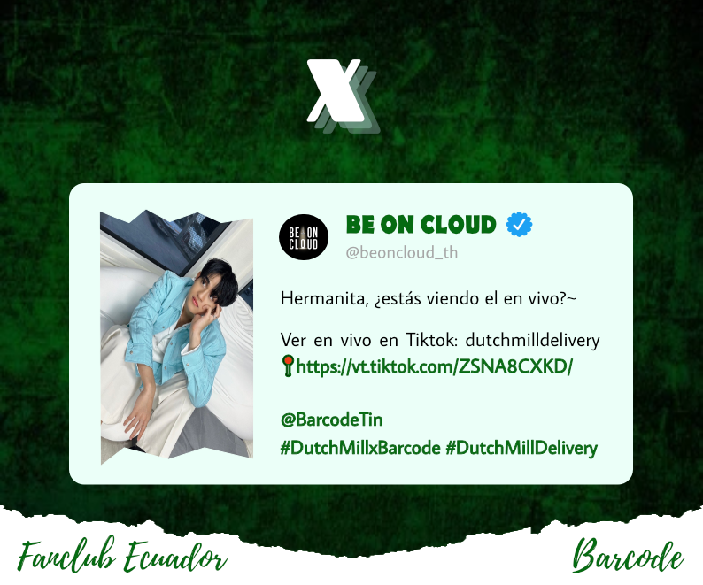 barcodeecuador's tweet photo. PUBLICACIÓN DE X | BE ON CLOUD |
🗓️01 - 11 - 2023

LINK DE X: BE ON CLOUD
🔗https://t.co/KR3YmtFKjI

#DutchMillxBarcode #DutchMillDelivery
@BarcodeTin #barcodetin #unit #บาร์โค้ด https://t.co/48olfef3ym