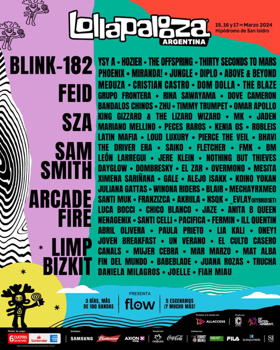 El Rock está de regreso al #EstereoPicnic y a los #Lollaapalooza sin duda es el principal protagonista de esta edición. #Blink182 #Paramore #ArcadeFire #LimpBizkit   #Placebo  #GretaVanFleet  #30SecondstoMars  #TheOffspring   #Phoenix #Nothingbutthieves .
