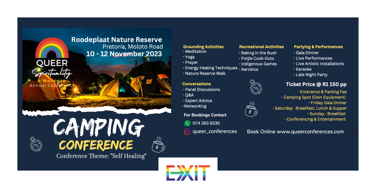 exitnewspaper's tweet image. QUEER SPIRITUALITY & WELLNESS ANNUAL CONFERENCE 2023: INVITATION TO EXHIBIT
Read more here: exit.co.za/2023/11/07/que…
#queer #EXIT #EXITNEWSPAPER #gay #lgbtg #lgbtqia #pride