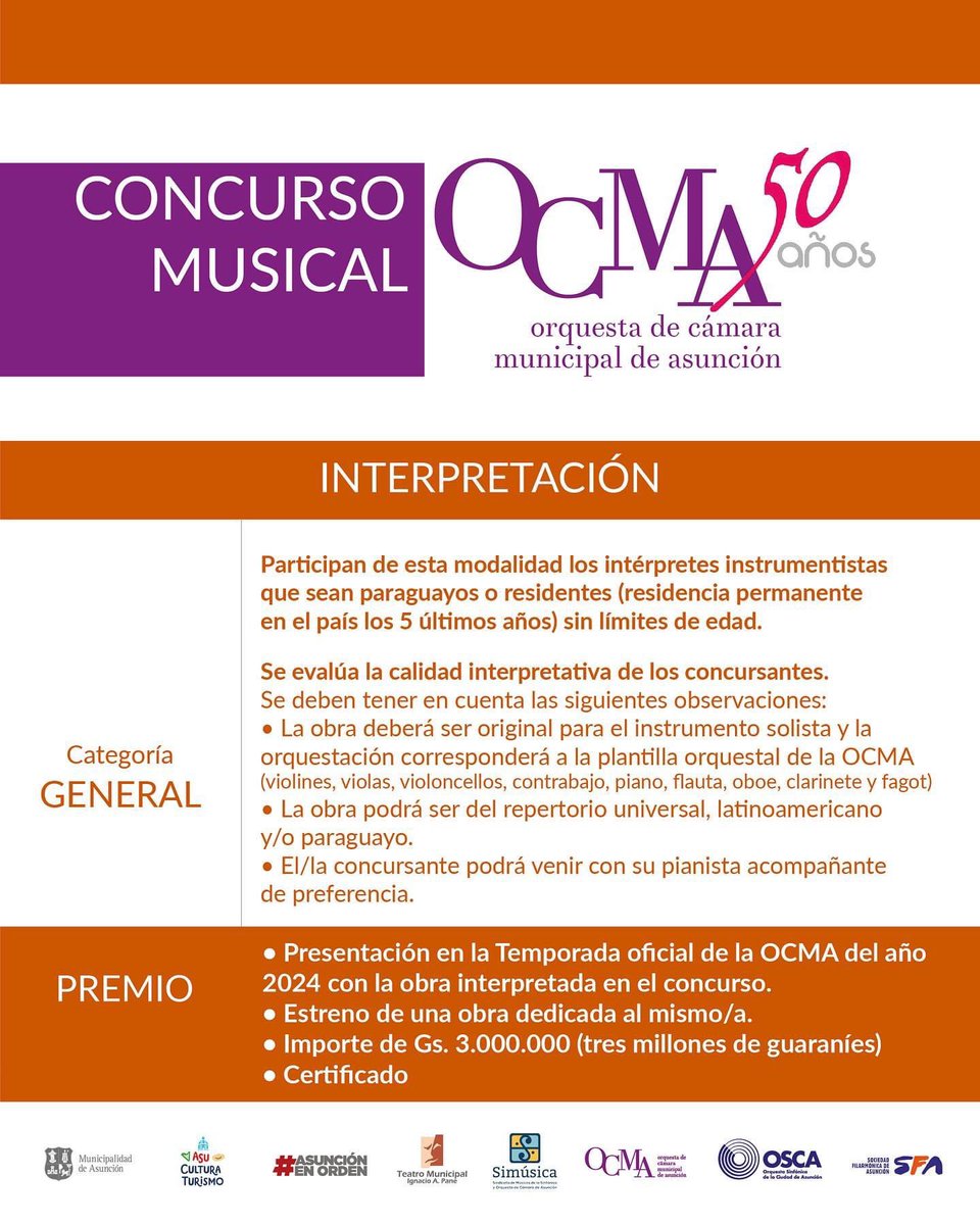 CulturaAsu's tweet photo. La OSCA promueve el Concurso de Composición Musical como estímulo a la creación artística y el desarrollo de nuevos espacios de expresión musical en el ámbito sinfónico.🎵 https://t.co/EPEJPJwvPg