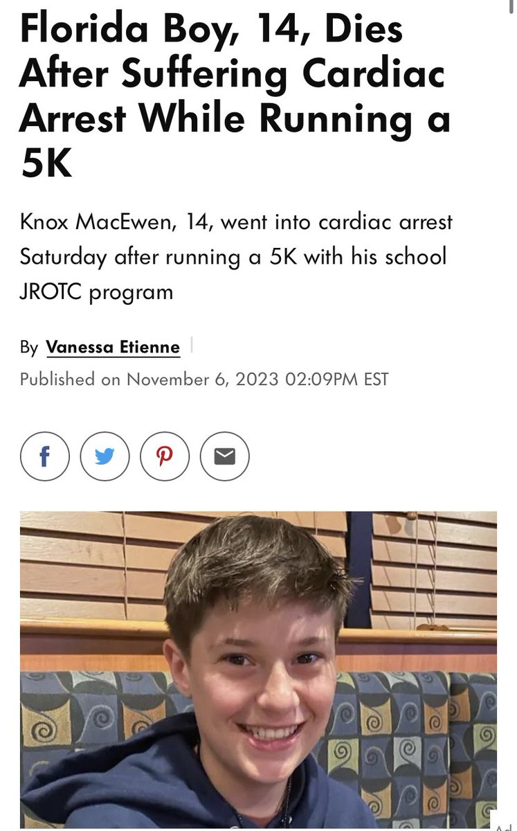 DiedSuddenlyNws's tweet photo. Knox MacEwen, 14, Florida
https://t.co/9dtlvcMXVW
#truth #anotherchild #diedsuddenly #DiedSuddenlyNews #diedunexpectedly https://t.co/xWJUCnZgaK
