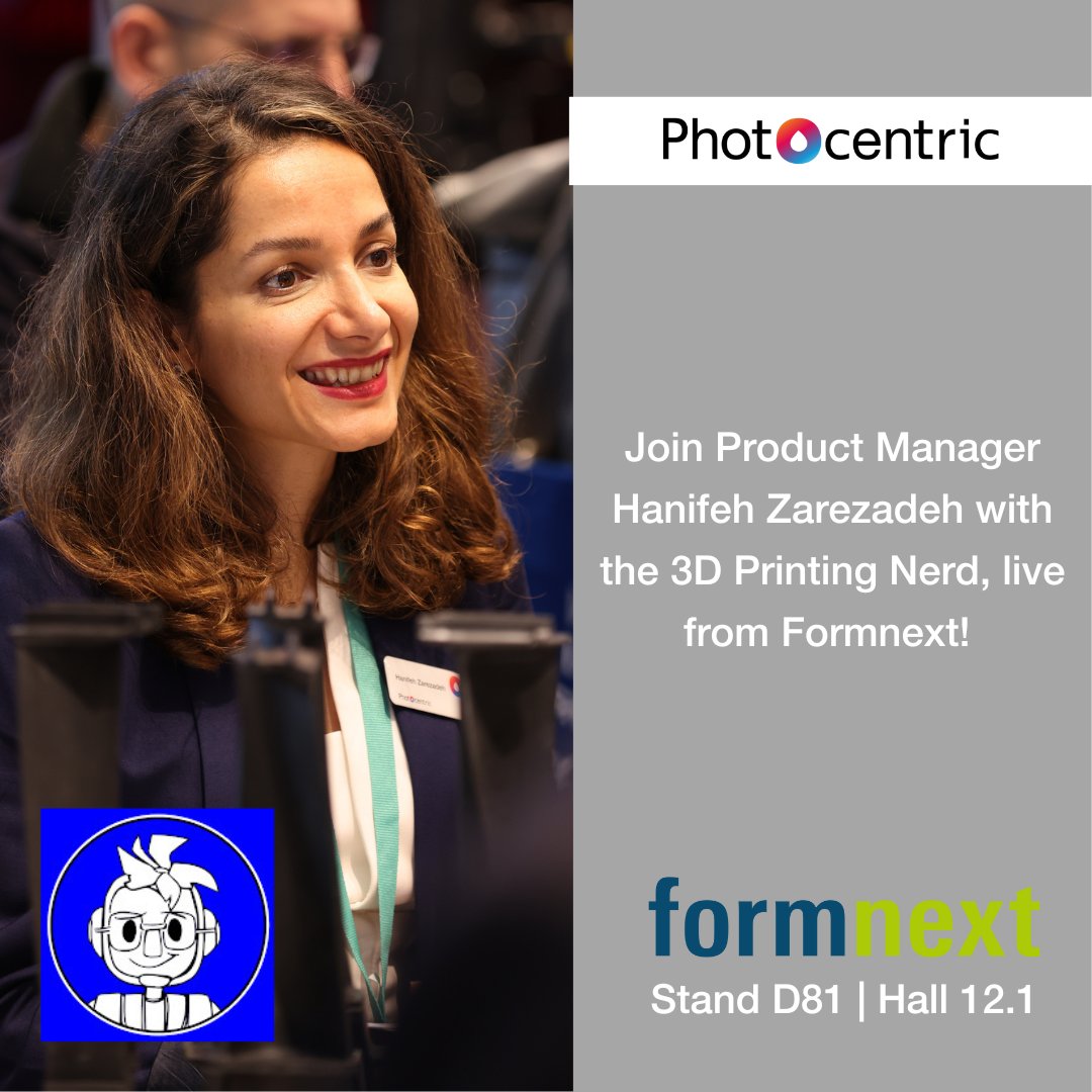 Not at Formnext? Not a problem, we'll come to you! Join Photocentric Product Manager Hanifeh Zarezadeh live with <a href="/joeltelling/">Joel Telling - 3D Printing Nerd ✋</a> 3D Printing Nerd show, live from the show from 15.40 CET (16.40 UK time)
Link: youtube.com/watch?v=Z4GzTU…
