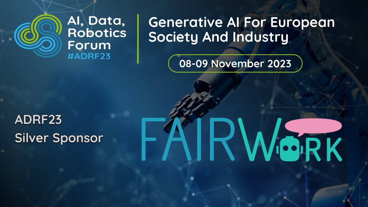 Adra_eu_'s tweet photo. Pleased to announce that FAIRWORK project will sponsor at #ADRF23!
Improving of decision-making in production processes by introducing a decentralised #AI system: the Democratic AI-Based Decision Support System (DAI-DSS). More? Check here!
👉https://t.co/GNyjL462Rn https://t.co/1w92eppsIl